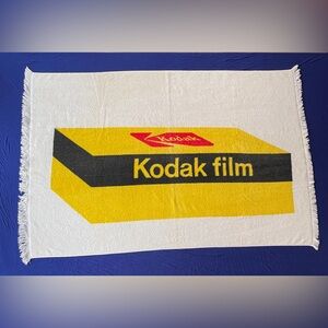 VINTAGE Kodak Film Yellow and Black Bath Towel Fringe Collectible Memorabilia